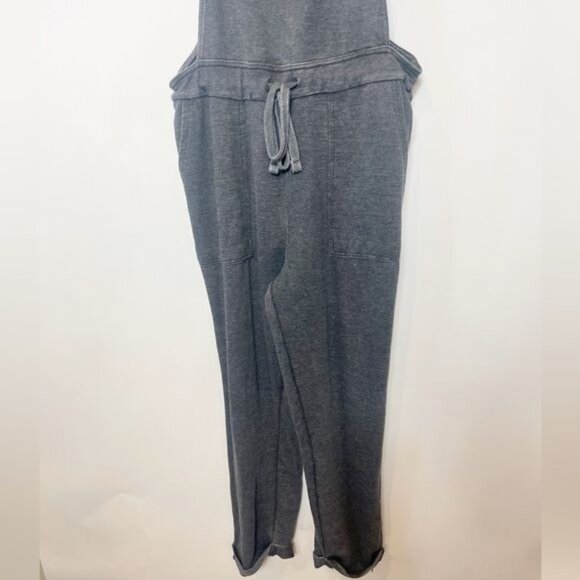 C&C California Jersey Knit Overalls Gray Drawstring Waist Large Pockets - Picture 6 of 10